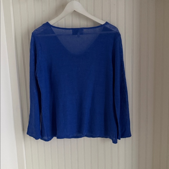 Habitat Blue Linen Cowl Neck Long Sleeve Top - Picture 5 of 6